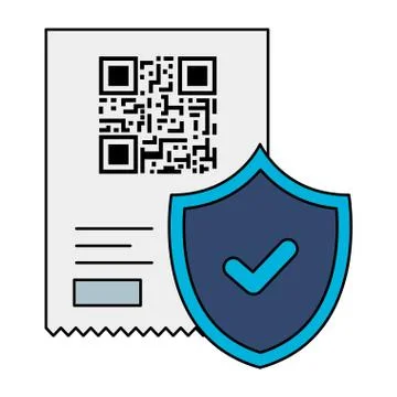 Qr code receipt paper and shield vector design Illustrazione stock