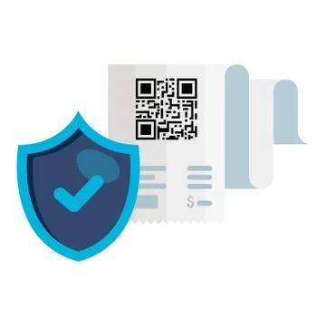 Qr code receipt paper and shield vector design Stock Illustration