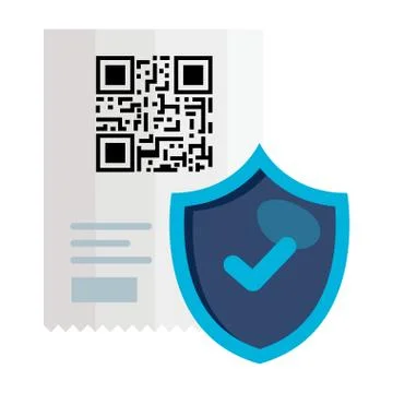 Qr code receipt paper and shield vector design Stock-Illustration