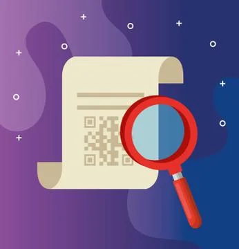 Qr code receipt paper and lupe vector design Stock Illustration