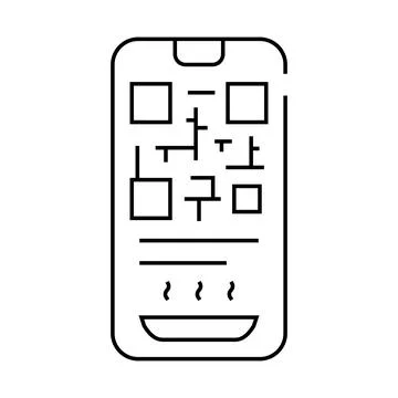 Qr code to receive food in canteen line icon vector illustration Stock Illustration