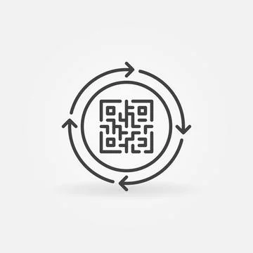 QR Code with Round Arrows outline vector concept icon Illustrazione stock