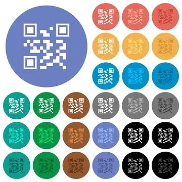 QR code round flat multi colored icons Illustrazione stock