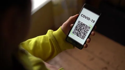 QR code scan and COVID-19. Personal QR code with encrypted information Stock Footage 147110851