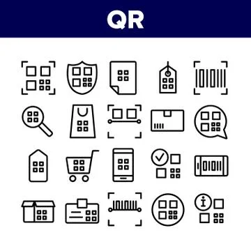 Qr Code Scan Collection Elements Icons Set Vector Stock Illustration