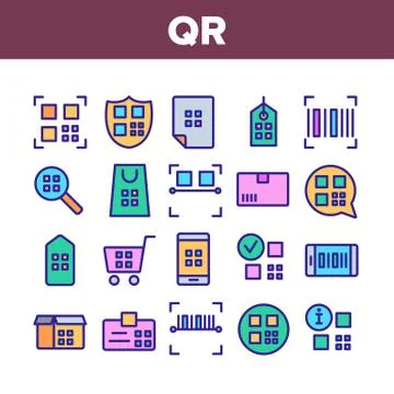 Qr Code Scan Collection Elements Icons Set Vector Stock Illustration