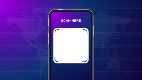 QR code scan here mobile phone screen empty white space template for call Stock Footage 309147104