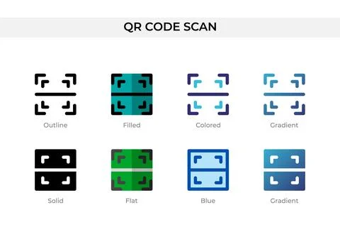 Qr Code Scan icon in different style. Qr Code Scan vector icons designed in.. Stock Illustration