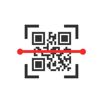 Qr code scan icon in flat style. Scanner id vector illustration on white isol Illustration