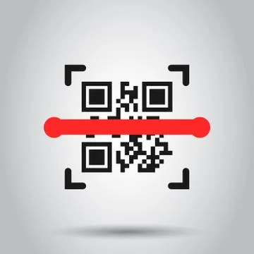 Qr code scan icon in flat style. Scanner id vector illustration on isolated b Illustrazione stock