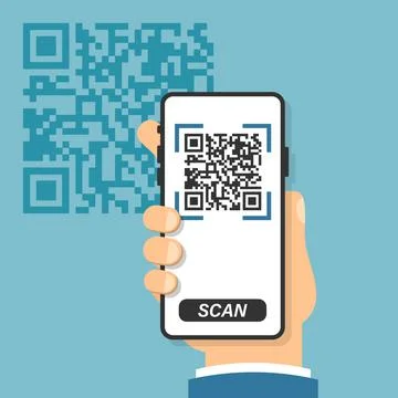 QR code scan icon in flat style. Mobile phone scanning vector illustration on Stockillustratie