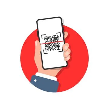 QR code scan icon in flat style. Mobile phone scanning vector illustration on 스톡 일러스트