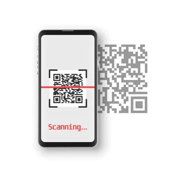 QR code scan icon in flat style. Mobile phone scanning vector illustration on Stock Illustration