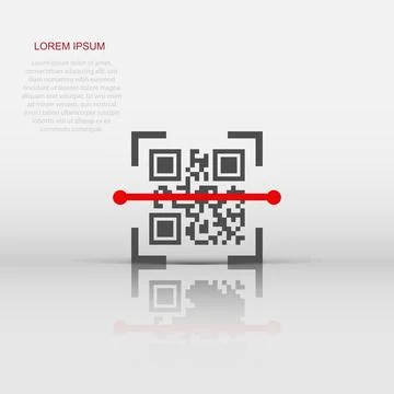 Qr code scan icon in flat style. Scanner id vector illustration on white is.. Illustrazione stock