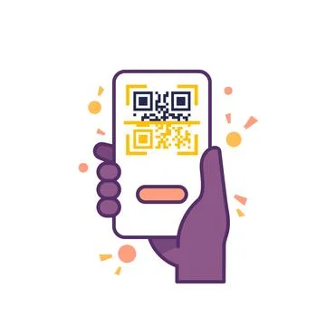 QR code scan icon with a phone, vector 스톡 일러스트