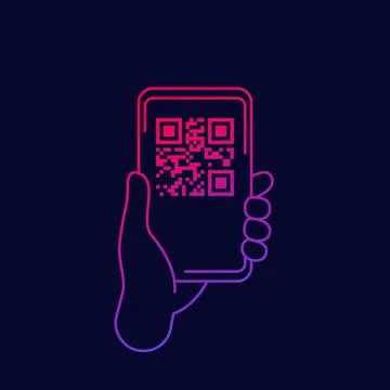 QR code scan icon with smart phone Stock Illustration
