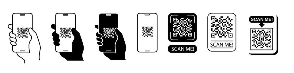 QR code scan icon with smartphone, scan me barcode sign, Vector illustration eps Stock Illustration