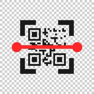 Qr code scan icon in transparent style. Scanner id vector illustration on iso Stock Illustration