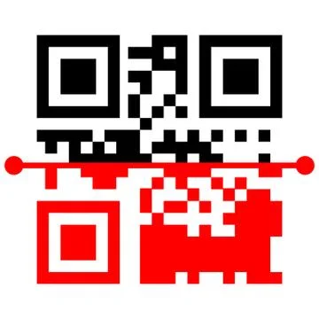 Qr code scan icons. Use the Qr button with the red line scan icon template. V イラスト素材