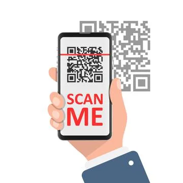 QR code scan illustration in flat style. Mobile phone scanning vector illustr Stockillustratie