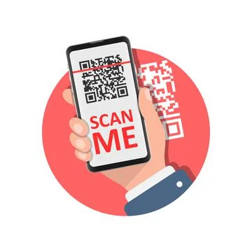 QR code scan illustration in flat style. Mobile phone scanning vector illustr Stock-Illustration