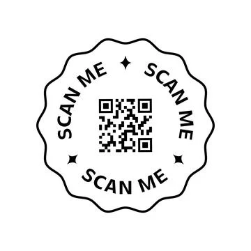 QR code with scan me text in decorative border Stock Illustration