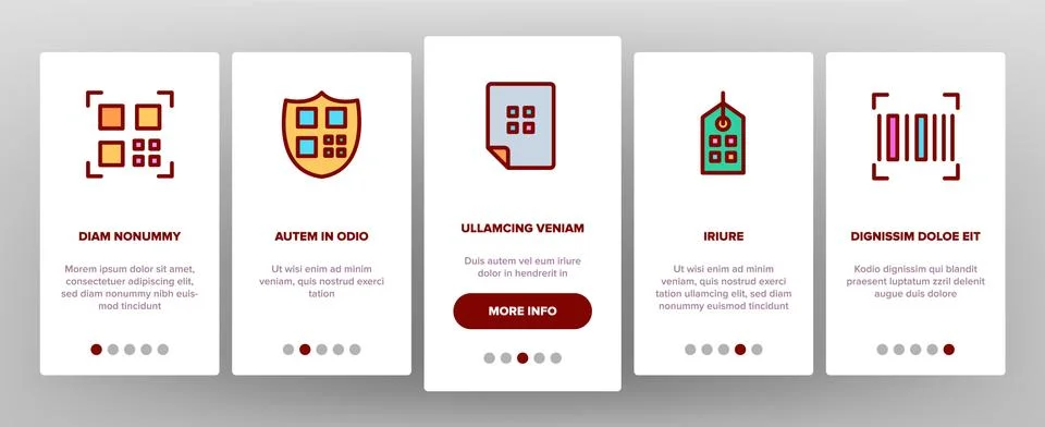 Qr Code Scan Onboarding Icons Set Vector Stock Illustration