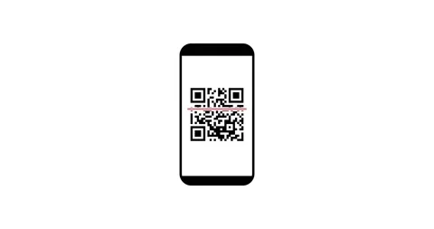 QR code, scan, phone animated. Motion graphic design. Alpha channel. 4k. Stock Footage 163607564