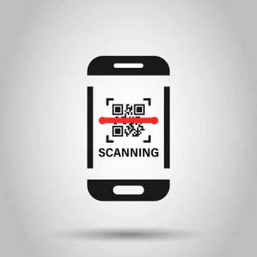 Qr code scan phone icon in flat style. Scanner in smartphone vector illustrat イラスト素材