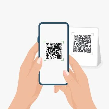 QR Code Scan, Vector Illustration. QR Code Payment and QR Code Verification w Stock Illustration