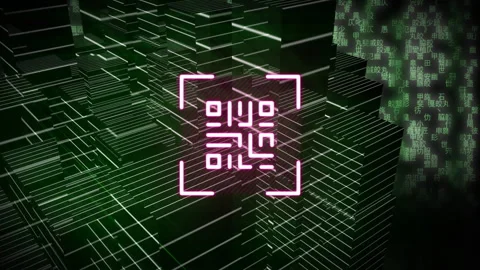 QR code scanner against 3D blocks Stock-Footage 141701386