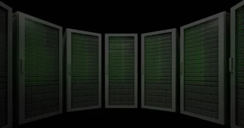 QR code scanner against computer servers イラスト素材