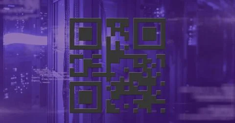 QR code scanner against data processing over computer servers Stock-Illustration