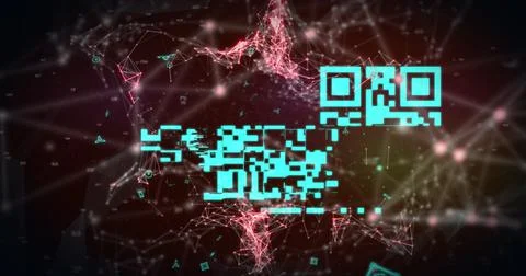 QR code scanner against network of connections Stockillustratie