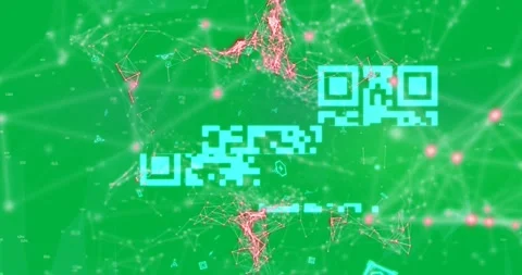 QR code scanner and colorful abstract effects against black background 動画素材 325565623