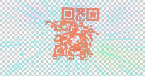 QR code scanner and colorful abstract effects against black background Stock Illustration