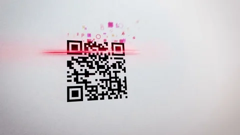 QR code scanner applies lazer and gets information Video stock 79783090