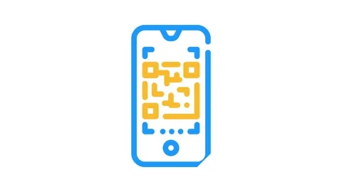 Qr code scanner color icon animation Stock Footage 166376273