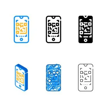 Qr code scanner color icon styles vector イラスト素材