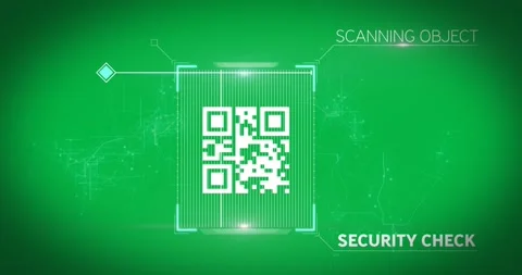 QR code scanner data processing against black background Stock Footage 324845665