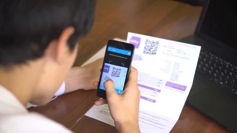 QR Code Scanner. Electricity and Gas Bill Stock Footage 108960223