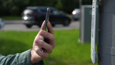 QR Code Scanner. Electricity and Gas Bill. Payment of utility using QR code and Stock Footage 133161177