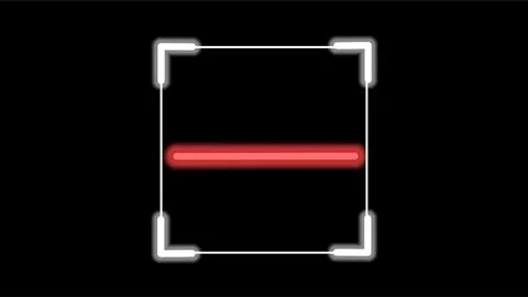 QR code scanner frame with red laser line on black background. Stock Illustration