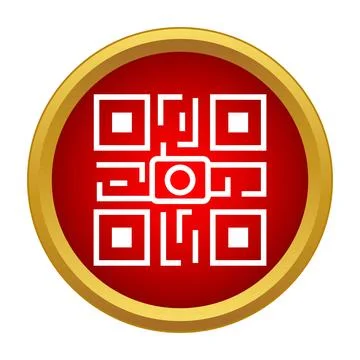 Qr code scanner icon on red gold button Stock Illustration