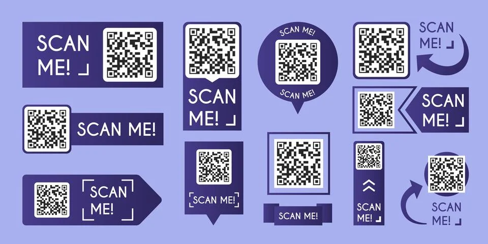 QR code scanner icons set isolated on background Stock Illustration