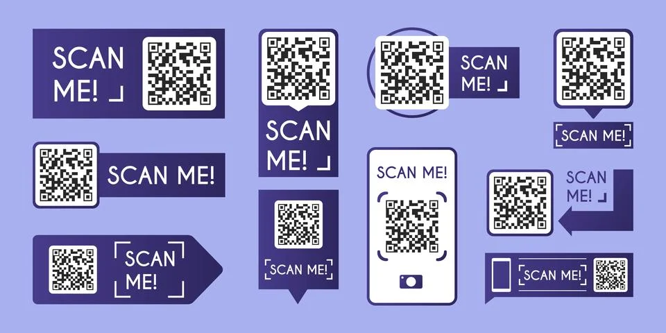 QR code scanner icons set isolated on background Stock Illustration