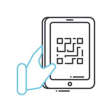 Qr code scanner line icon, outline symbol, vector illustration, concept sign Stock Illustration