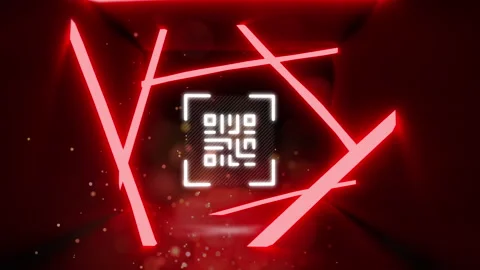 QR code scanner with neon elements against sparks of lights Stock Footage 141701241