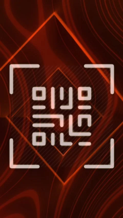 QR code scanner with neon elements against topography Stock Footage 319514163