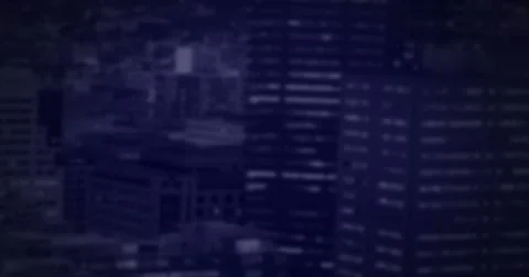 QR code scanner with neon elements against tall buildings Stock Illustration